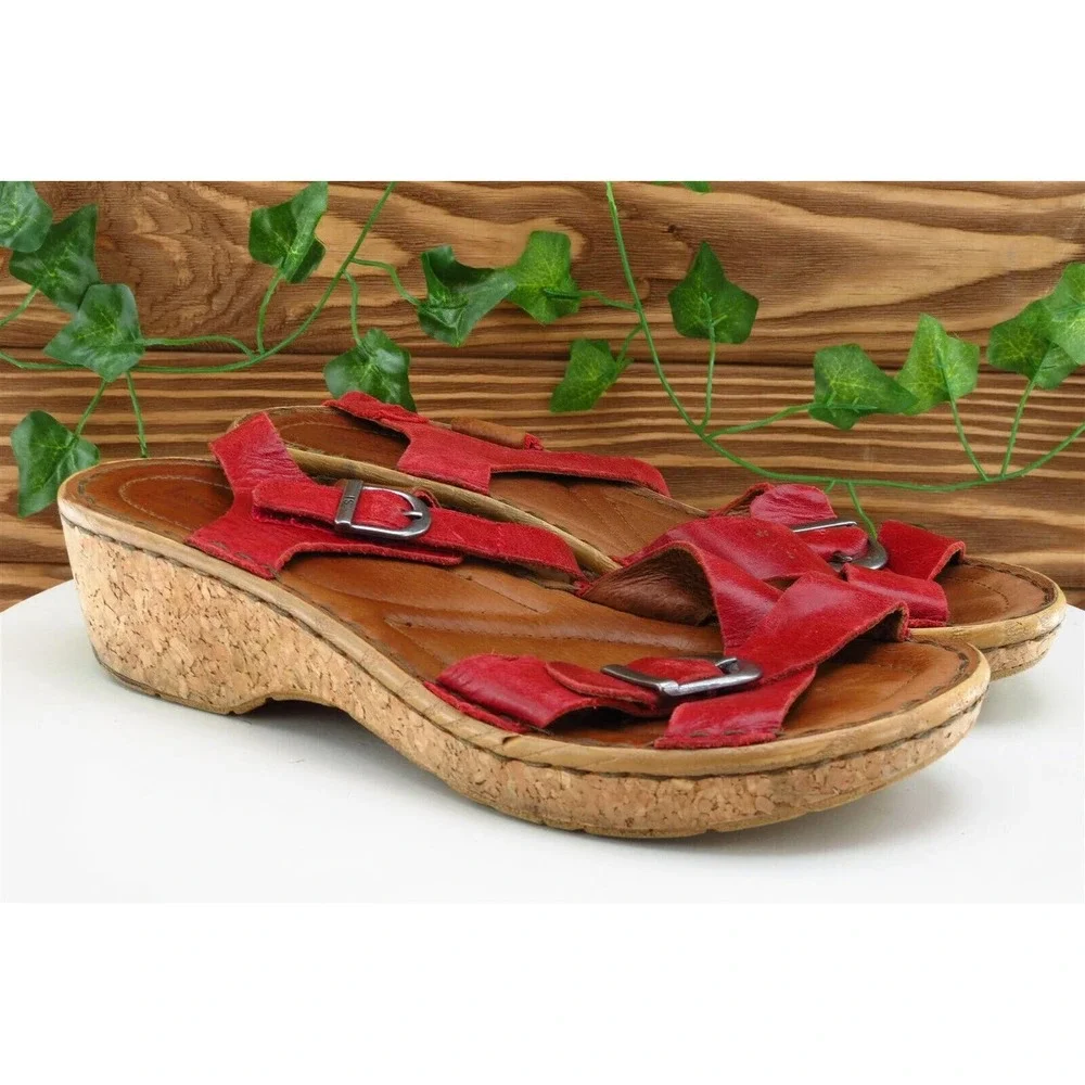 Josef Seibel Sz 40 M Red Ankle Strap Leather Women Sandals_4